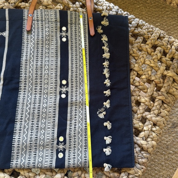 Madewell Embroidered Black and Tan Tote Bag - Picture 5 of 7